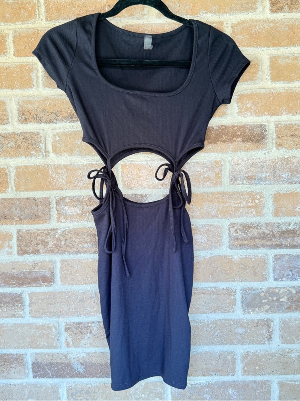 Black Cutout Mini Dress with Tie Sides